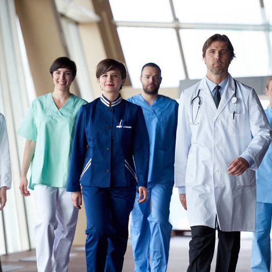 doctors team walking